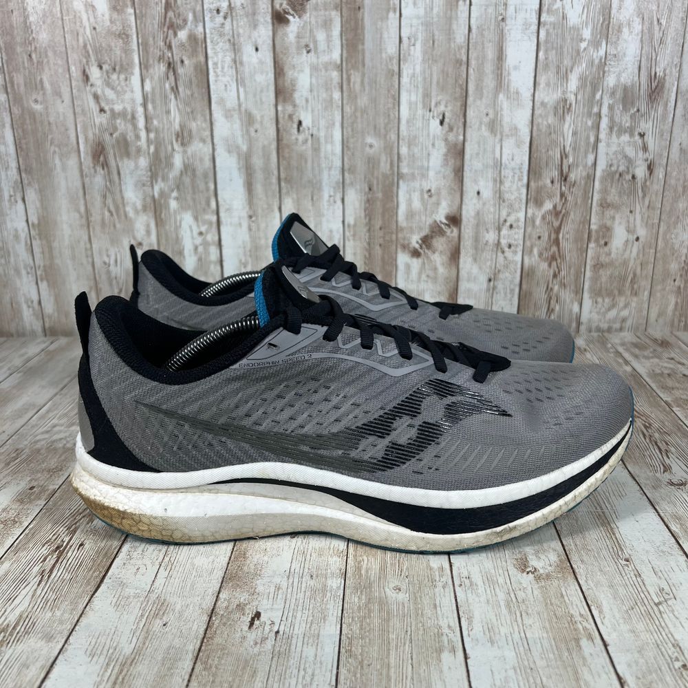 Saucony Performance Running Shoes Athletic Sneakers Gray Black Blue PWR‎ Run